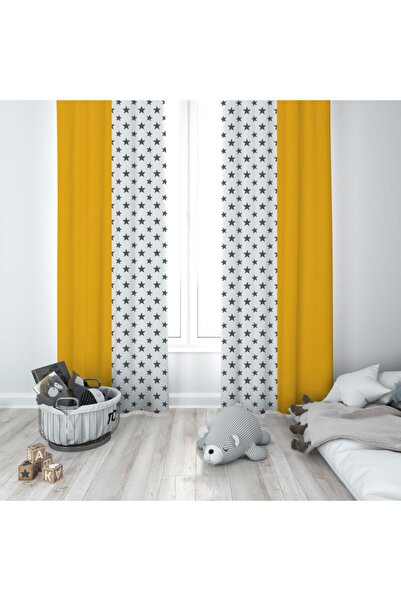 MEKTA HOME Cortina de fundal pentru copii și bebeluși cu model Hopscotch galb...