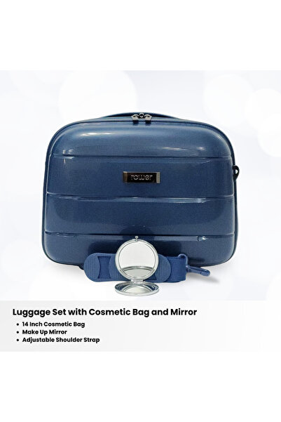 Rower Hardshell PP TSA Lock Suitcase, Unbreakable Expandable Bags, 4 Pcs Luggage Trolley Set Navy