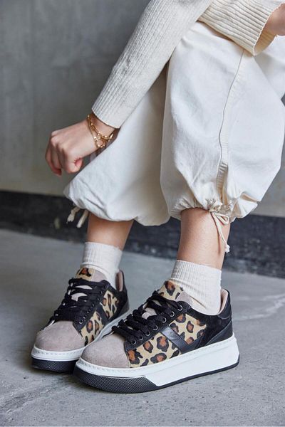 NILUFARR Tyler Leopard Genuine Leather Women's Sneakers
