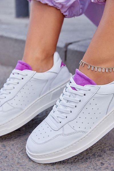 NILUFARR Tenis de damă Marsel alb din piele naturală