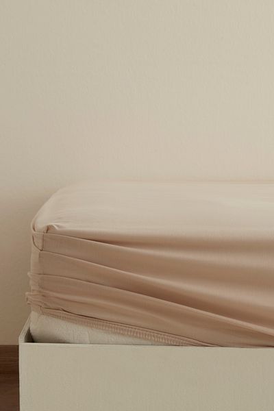Karaca Home Beige Colored Basic 100% Cotton Single Elastic Sheet