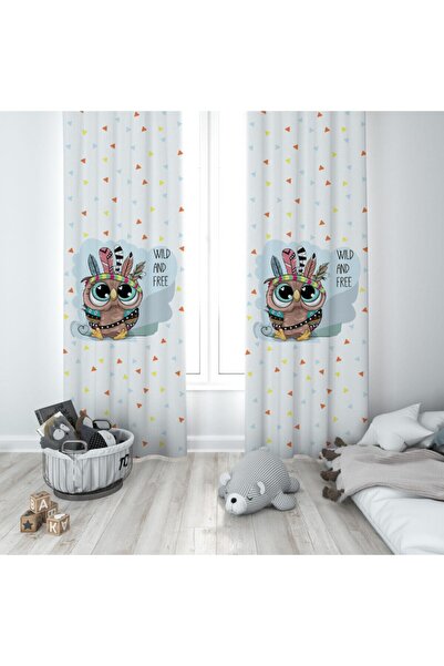 MEKTA HOME Perdele de fundal pentru camera copiilor si bebelusului Owl 2 arip...