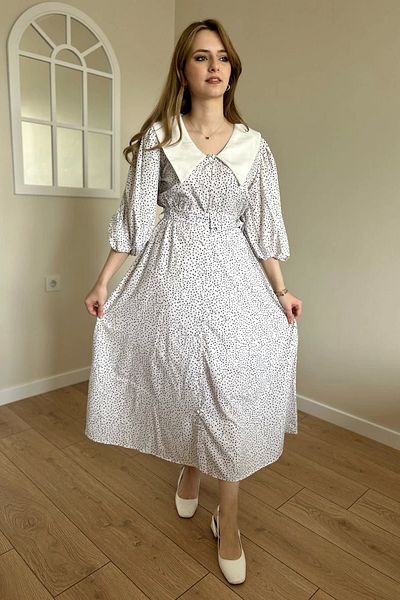 HELİS BUTİK Rochie vintage cu buline, albă, neagră, cu curea