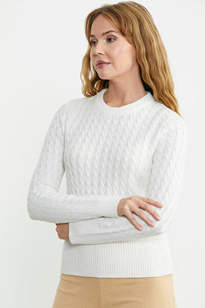 Sementa Bone Patterned Hair Knitted Waist Sitting Knitwear Sweater