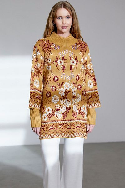 Sementa Soare - Jachetă de tricotaj din lână groasă cu modele florale