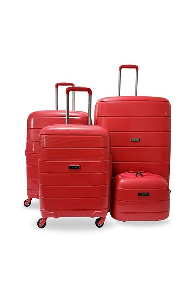 Rower Hardshell PP TSA Lock Suitcase, Unbreakable Expandable Bags, 4 Pcs Luggage Trolley Set Red