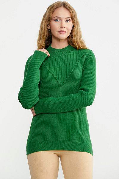 Sementa Pulover de tricotaj cu guler verde