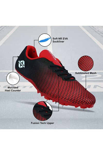 Nivia RUNNING SPIKES STRIDER 2.0(RED/BLACK)11