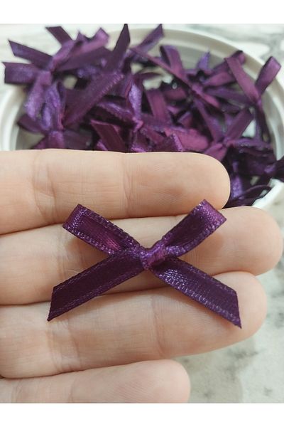 Masal Kırtasiye & Hediyelik Eşya 50 Pieces Black Tiny 3.5X 4 cm Ribbon Bow Gift Ornament