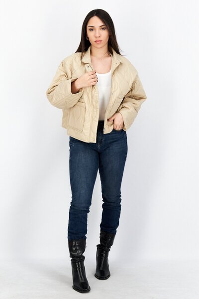 NA-KD Women Plain Puffer Jacket, Beige