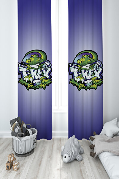 MEKTA HOME ДИТЯЧА ТА ДИТЯЧА КІМНАТА 2-крила штори з малюнком T-Rex