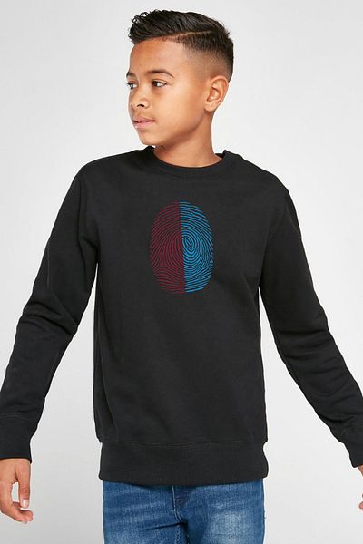 Tshirthane Детски суитшърт 2ip с кестеняв цвят Fingerprint и черен цвят