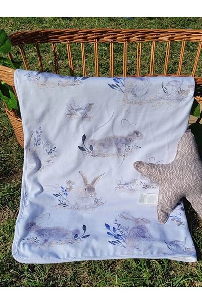 PAMUK HANIM Outlet Product Cotton Double Layer Combed Baby Girl-Boy Swaddle Blanket / Rabbit