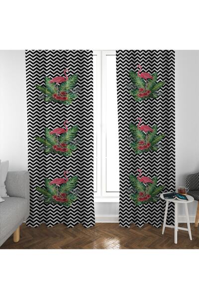 MEKTA HOME Cortina de fundal pentru camera de zi cu model flamingo imprimat d...