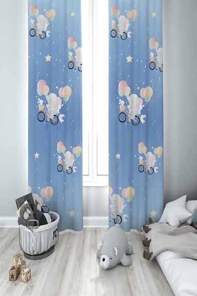 MEKTA HOME Cortina de fundal cu 2 aripi, camera pentru copii elefant - Mkt-028