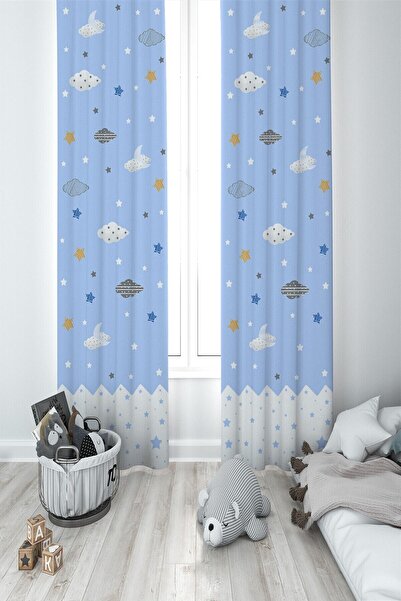 MEKTA HOME ستارة خلفية لغرفة الأطفال بتصميم السماء - 2 وشاح Mkt-029