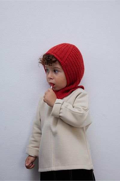 Fahhar Kids Καουτσούκ πλεκτό Παιδικό Balaclava Beret Ροδάκινο