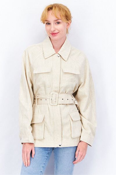 NA-KD Women Belted Twill Jacket, Beige