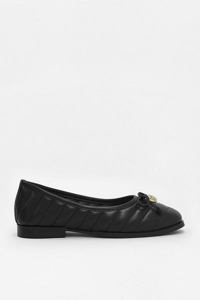 NILUFARR Zarra Black Genuine Leather Women's Ballerinas - Comfortable and Stylish