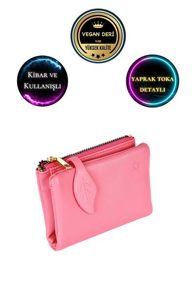 CüzCan Fuchsia Leaf Polite Model Women's Wallet - with Buckle