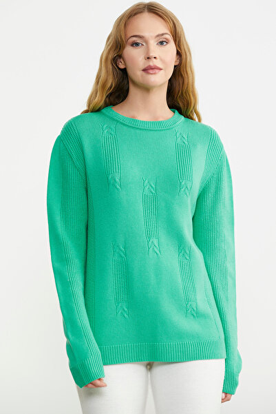 Sementa Green Patterned Crew Neck Sweater