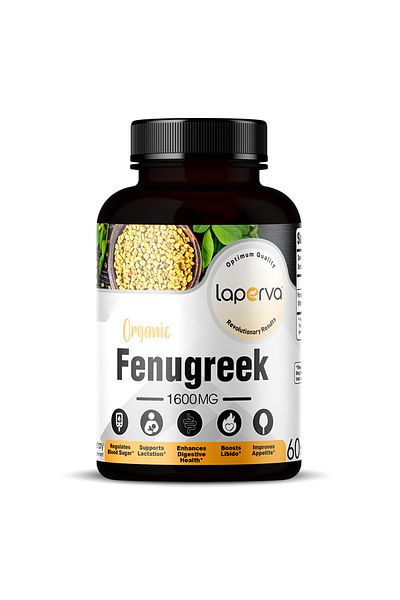 Laperva Organic Fenugreek, 1600 Mg, 60 Veggie Capsules,promotes Blood Sugar Metabolism.