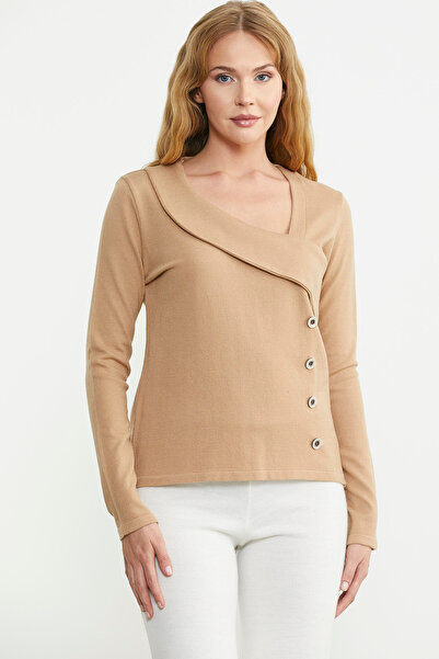 Sementa Camel Knitwear Sweater - Collar Detail