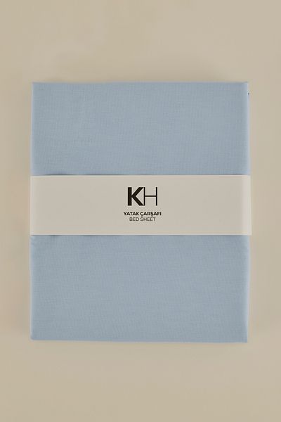 Karaca Home Μπλε Διπλό Basic 100% Βαμβακερό σεντόνι