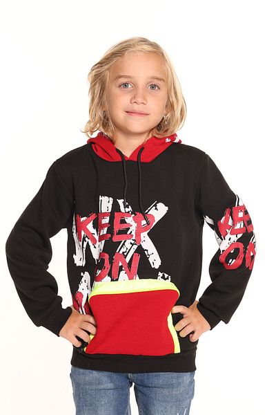 Cansın Mini Φούτερ Boy Keep On Text με στάμπα με κουκούλα 14137