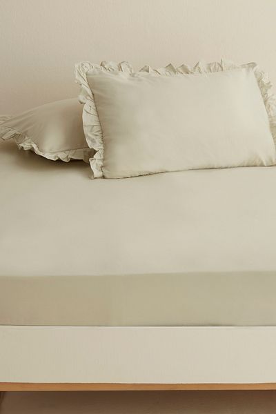 Karaca Home Μονό Basic 100% βαμβακερό επίπεδο φύλλο Sage