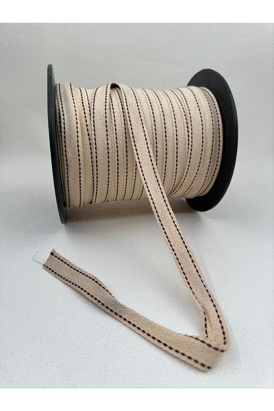 paşateks since 1995 şekil 1.5 cm Striped Ribbon-5 Meters-(Ecru/Burgundy)