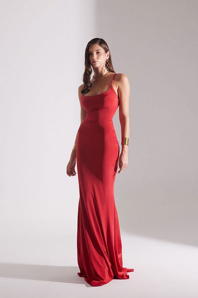 BETTY & SAM Rebecca Red Fish Dress - Strappy Design