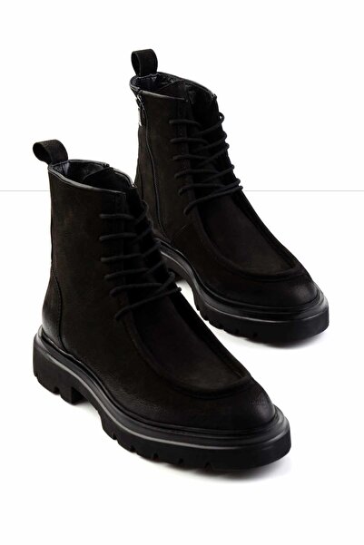 Bambi Siyah Nubuk Hakiki Deri Erkek Bot & Bootie E02304415201