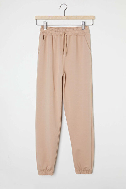 Cansın Mini Κρεμ μέση και πόδι ελαστικό Basic σχολικό παντελόνι για κορίτσια 16244