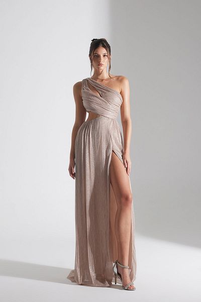 BETTY & SAM Adrıana Glitzerndes, puderfarbenes One-Shoulder-Kleid