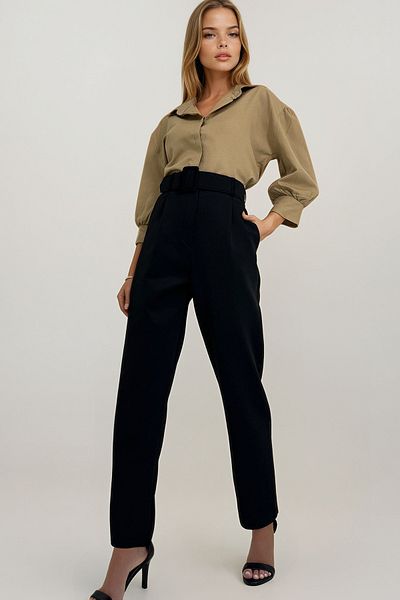 VAGGON Pantaloni de damă cu centură neagră - Prm1157