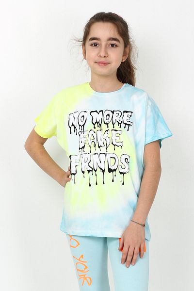 Cansın Mini Girl Child Bat Sleeve Batik Tshirt 10-15 Years 13983