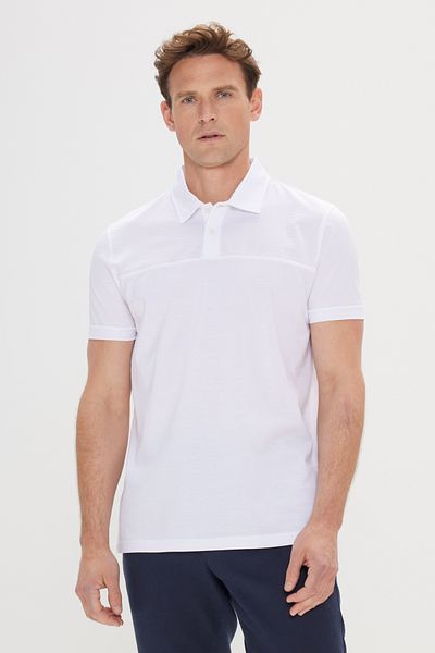 ALTINYILDIZ CLASSICS Tricou alb pentru bărbați, slim fit, 100% bumbac, cu gât polo