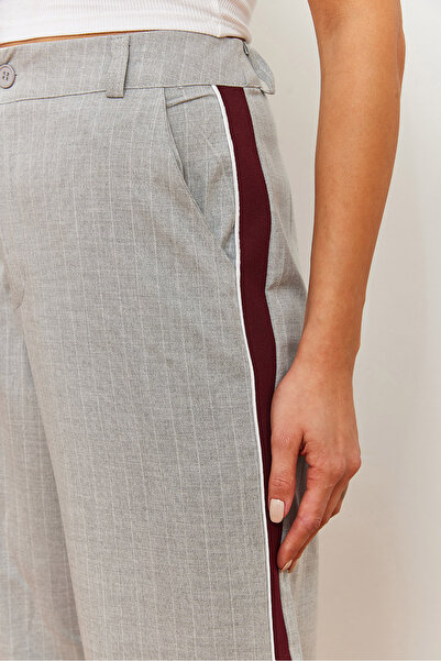 Bianco Lucci Women's Stripe Detailed Palazzo Fabric Trousers 60251894