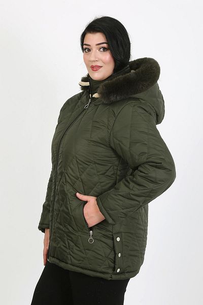 By Alba Collection Women's Khaki Jessica Quilted Large Size Coat