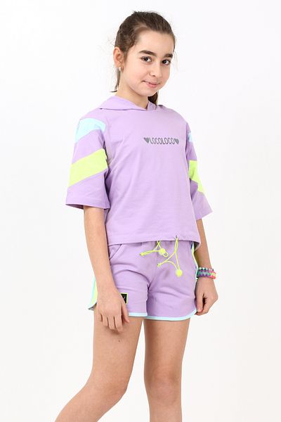 Cansın Mini Girl's Two-Hearted Shorts Set 10-15 Years 13857