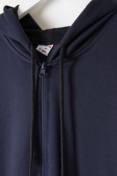 Cansın Mini Erkek Çocuk Kapüşonlu Fermuarlı Lacivert Okul Hırkası 16195