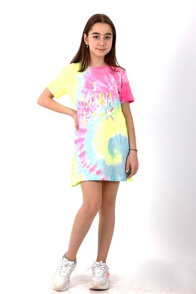Cansın Mini Girl's Rock Printed Tie Dye Tunic φόρεμα 10-15 ετών 13947