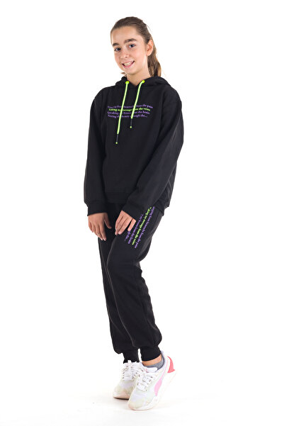 Cansın Mini Κοριτσίστικο πολύχρωμο σετ φόρμας με κουκούλα 3 κλωστών 14121