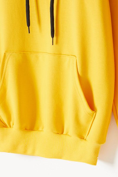Cansın Mini Hanorac unisex pentru copii cu buzunar cangur galben 16786