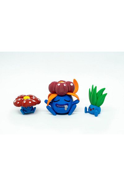 BloomLab نموذج بوكيمون ثلاثي الأبعاد - Oddish، Gloom، Vileplume مجموعة كاملة من 3 قطع