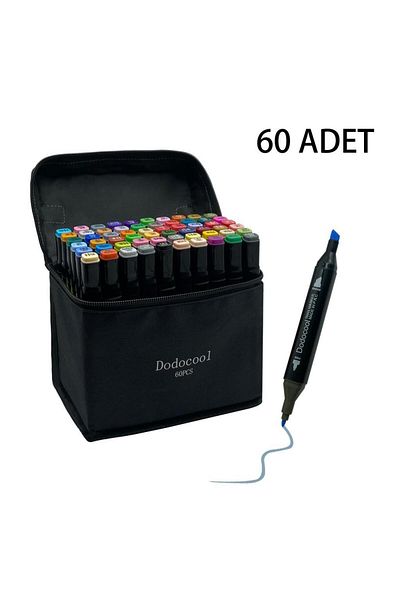 Dodocool Art Design 60-Piece Double-Ended Touch Marker Pen Set - Portable Bag