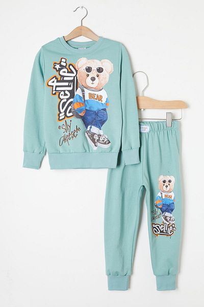 Cansın Mini Green Cool Teddy Bear Σετ φόρμας για αγόρι 16351