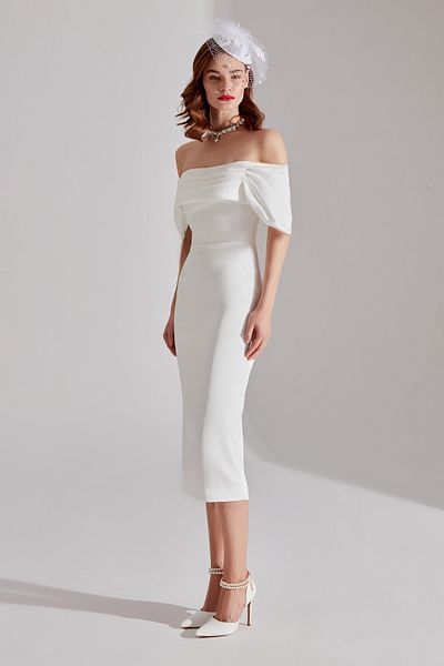 BETTY & SAM Feroa WEISSES Off-Shoulder-Kleid
