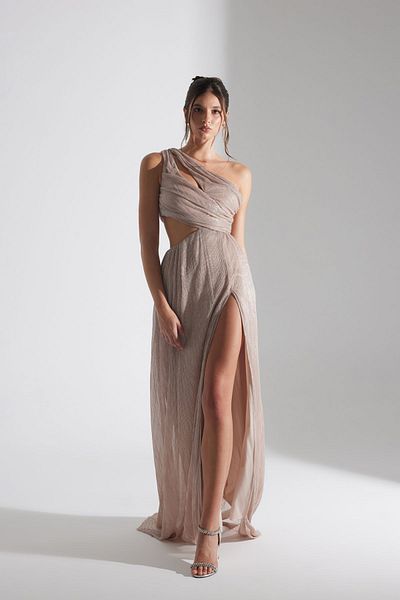 BETTY & SAM Adrıana Glitzerndes, puderfarbenes One-Shoulder-Kleid